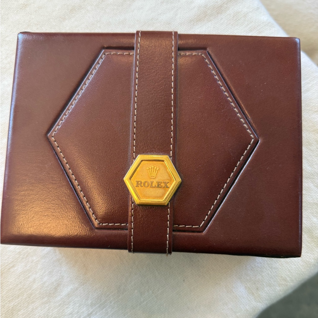 Rolex Brown Leather With Gold Emblem